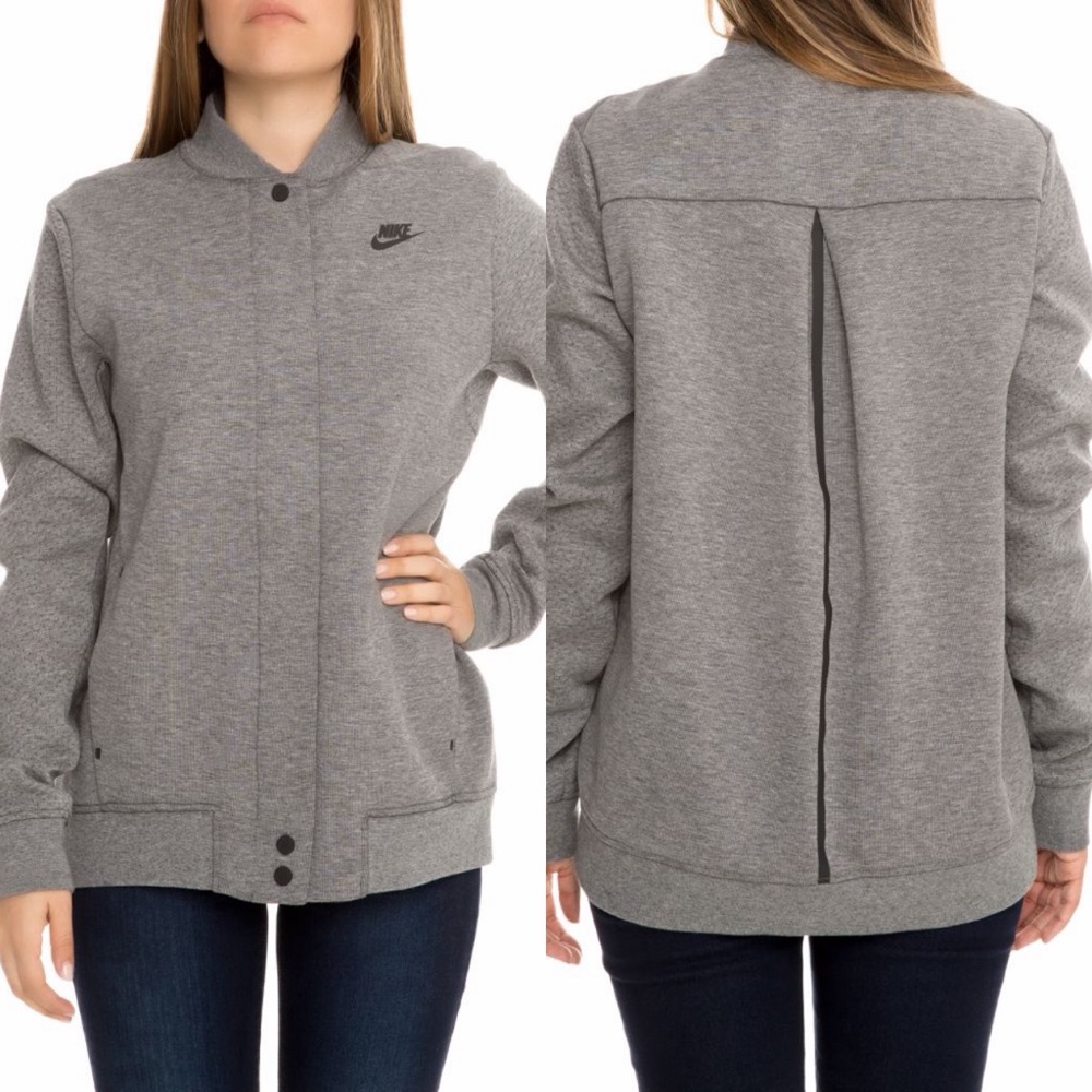 Nike W Tech Fleece Destroyer Jacket Carbon Heather/Black SZ M